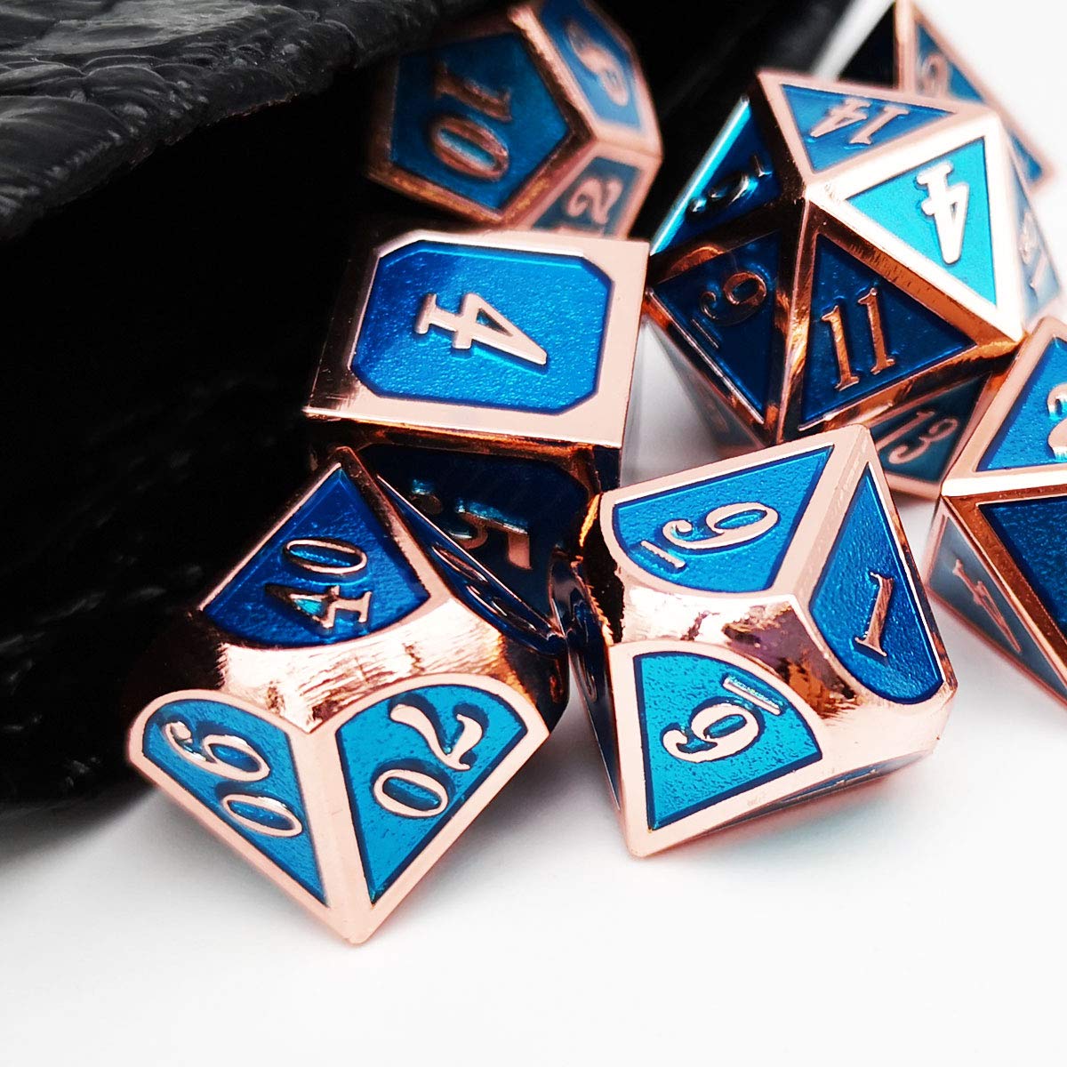 Haxtec Metal DND Dice Set, 7 Pcs Dragon Pattern Polyhedral Dice for RPG
