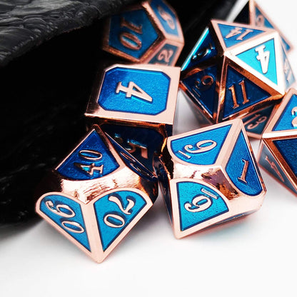 Haxtec Metal DND Dice Set, 7 Pcs Dragon Pattern Polyhedral Dice for RPG