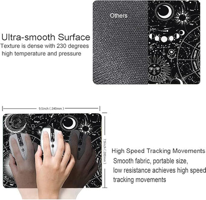 Moon Sun Mouse Pad - Custom Design, Waterproof, Non-Slip Rubber Base, Office Laptop, 9.5"x7.9"x0.12" Inch