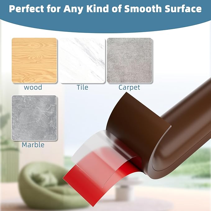 10ft Side Buckle Floor Cord Cover for Wires, Selfadhesive Extension Cord Hider Easy Floor Cable Management Prevent Cable Trips,Silicone Floor Wire Covers for Cords, Cable Protector Cord Cavity（Brown）
