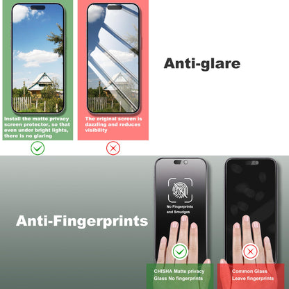 SHANG PIN JIA 2 Pack Matte Privacy Screen Protector for iPhone 16 Plus and iPhone 15 Plus and iPhone 14 Pro Max 6.7-Inch Auto Dust Removal, No Bubbles,Anti-Spy Tempered Glass Film, Easy Installation
