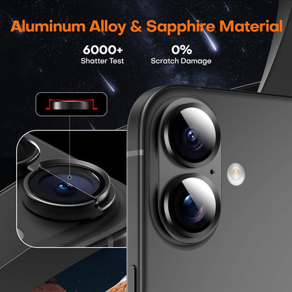 Wumigoo for iPhone 16/16 Plus/iPhone 17 Camera Lens Protector- Black