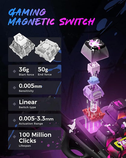 GravaStar Mercury V75 Pro 75% Hall Effect Magnetic Switch Gaming Keyboard-Neon Graffiti