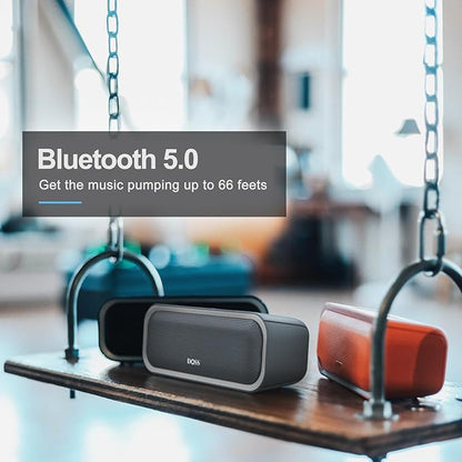 DOSS SoundBox Pro Bluetooth Speaker with 20W Stereo Sound, Active Extra Bass, IPX6 Waterproof, TWS Pairing, Multi-Colors Lights, 20H Playtime, Portable for Beach, Outdoor-Stone Blue