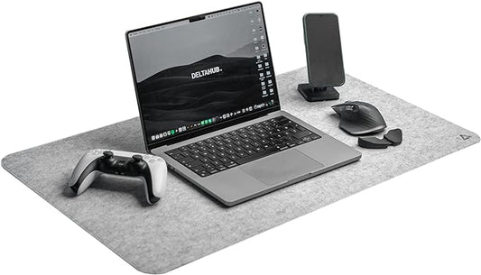 DELTAHUB - Minimalistic Felt Desk Protective Pad, Anti-Fray, Anti-Slip, Easy to Clean, Easy Glide, Long Lasting, Sleek Design, Comfortable, Resistant, Desk Mat, PC, Mac, Laptop - Large (18x32inch)