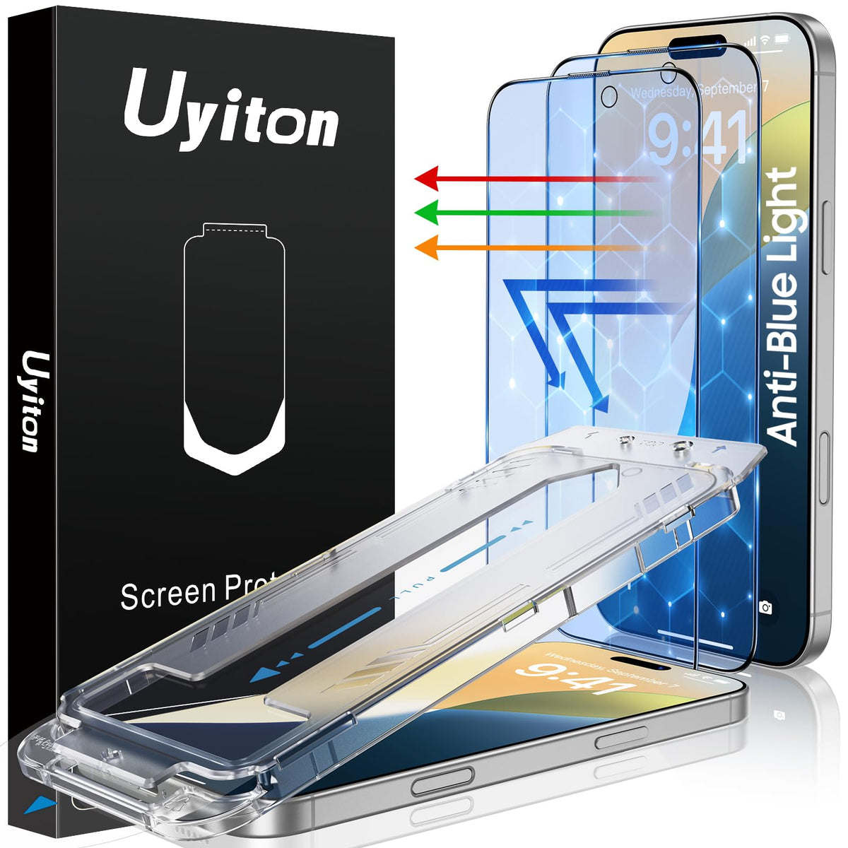 Uyiton Anti-Blue Light for iPhone 15 Pro Screen Protector