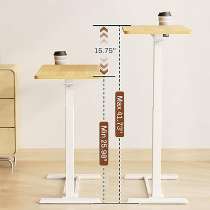 FLEXISPOT Mobile Standing Desk with Wheels Pneumatic Laptop Table Rolling Computer Cart Movable Height Adjustable Small Sit Stand Desk Computer Workstations Home Use(27.6" W x 15.7" D, Maple)
