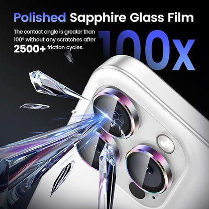 Tensea Camera Lens Protector Compatible for iPhone 16 Pro Max/16 Pro/14 Pro Max/14 Pro, Metal Aluminum Alloy Tempered Glass Cover Camera Screen Protector Accessories, Case Friendly