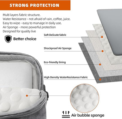 KINGSLONG 15.6 inch Laptop Shoulder Bag, Slim Shockproof Computer Sleeve Notebook Ultrabooks Carrying Case Handbag Cover Fit for Acer Asus Dell Lenovo HP Toshiba, Gray