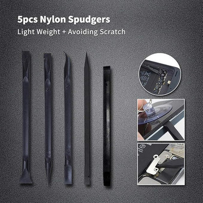 17 in 1 Electronics Repair Tools Opening Pry Tool Kit with Dual Ends Metal Spudgers, Black Tweezers Set Replacement for iPad Tablets Laptop Electronics Device Mobile Phone