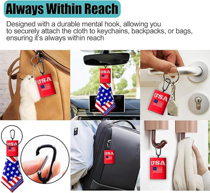 2 Sided Portable Glasses Cleaner, Patriotic Gasses Cleaning Cloth Keychain,Reusable Microfiber Eyeglasses Cleaning Cloth for Sunglasses Lens Camera Phone Screens