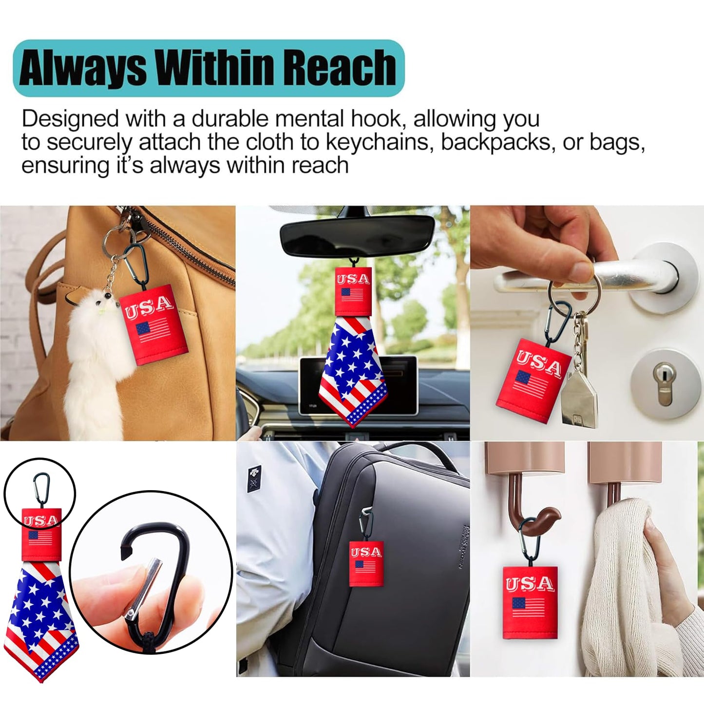 2 Sided Portable Glasses Cleaner, Patriotic Glasses Cloth Keychain,Reusable Microfiber Lens Eyeglasses Cleaning Cloth Pouch for Sunglasses Lens Camera Phone Screens