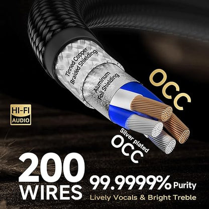 TODN RCA Cables Audiophile Male to Male HiFi RCA Stereo Audio Cable for Car, Home Systems (10 ft/3m, 1 Pair)