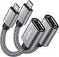 USB to Micro USB Adapter 2 Pack, Unidirectional Micro USB Male to USB Female 2.0 OTG On-The-Go Cable Converter, Nylon Braided, Aluminum Shells for S7 LG, Flash Drive, Mouse, Keyboard, Game Controller
