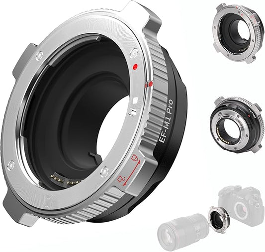 VILTROX EF-M1 Pro Lens Adapter, Auto Focus Ring Mount Adapter Lens Converter with Security Lock Compatible with Canon EOS EF/EF-S Lens to M4/3 MFT GH4 GH5 GF6 GX7 E-M5 E-M10II E-PL5 Cameras