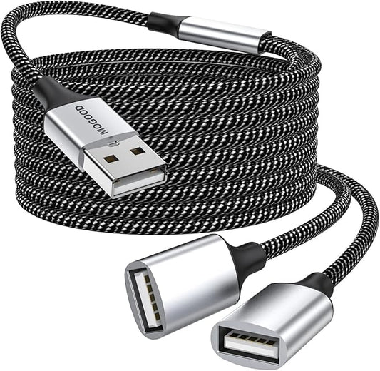 MOGOOD USB Splitter Cable, 1m USB A Male to 2 Female Y-Cable – Braided, Durable, Fast Data Transfer for Printer, Keyboard, Mouse, Flash Drive, LED Lights, PlayStation – Plug & Play