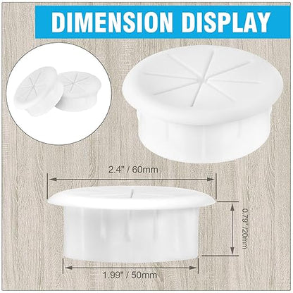 2" White Desk Grommet, JTemgle Flexible Cable Grommet Rubber Cable Hole Cover Wire Organizer Caps Desktop Cord Management for Home Office TV Stands Tabletops, 5 Pieces
