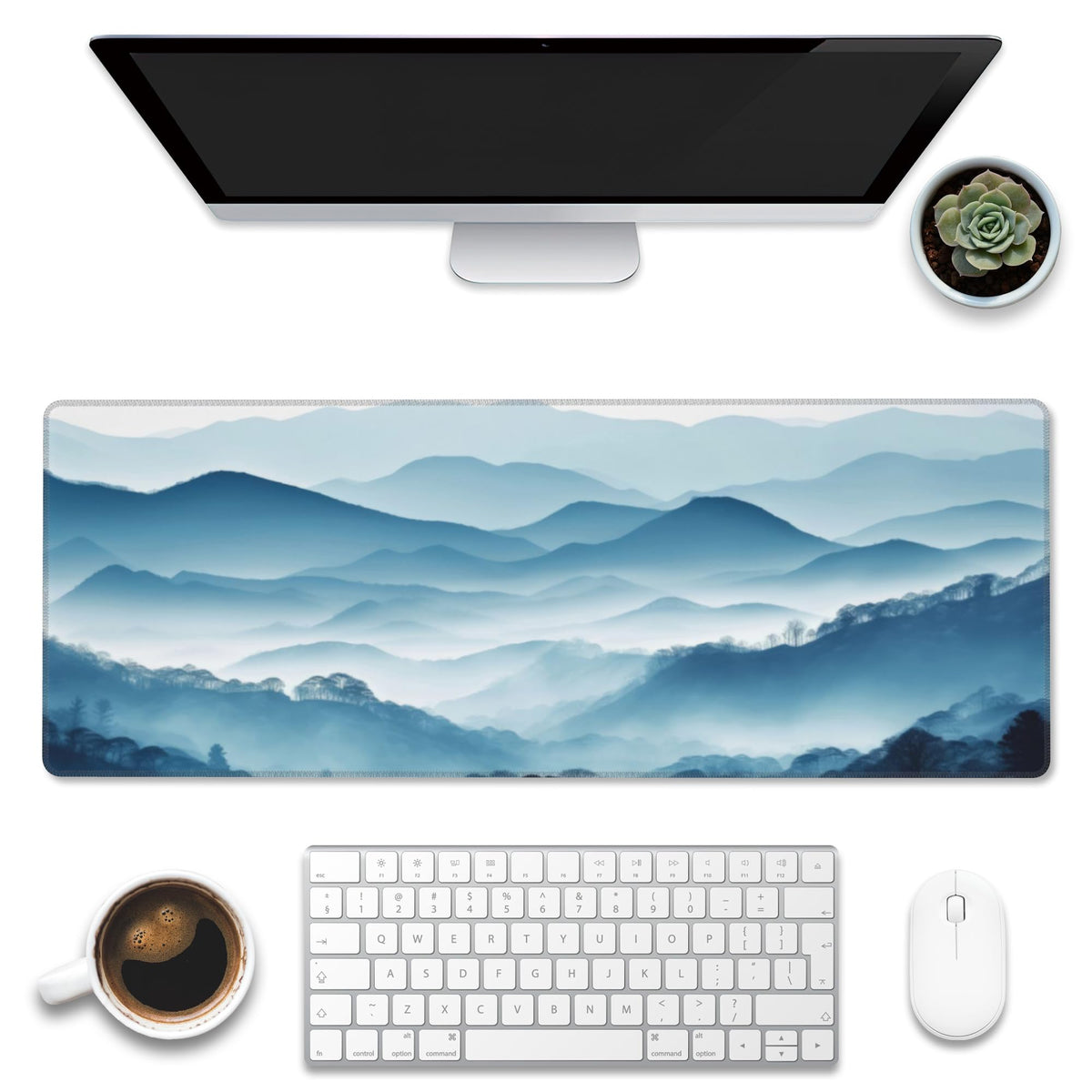 Eflxamz Large Gaming Mouse Pad for Desk,Cute Forest Mushroom Desk Mat,Starry Night Mushroom Desk Pad,Extended Big Computer Keyboard Mouse Pad with Non-Slip Base and Stitched Edge,35.4"x15.7"