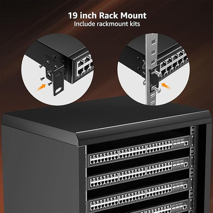 YuanLey 48 Port Gigabit Managed PoE Switch with 48 10/100/1000Mbps PoE+ Ports, 6X 10Gbps SFP+, L3 Smart Managment Ethernet Switch, VLAN, QoS, ACL, SSL, Fanless, Rackmount Network Switch