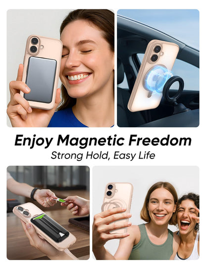 MAGIC JOHN 360° Rotatable Magnetic Invisible Stand for iPhone 16 Case [Camera Control Button] [Compatible with MagSafe] 16FT Shockof for iPhone 16 Case with Kickstand, Rose Gold