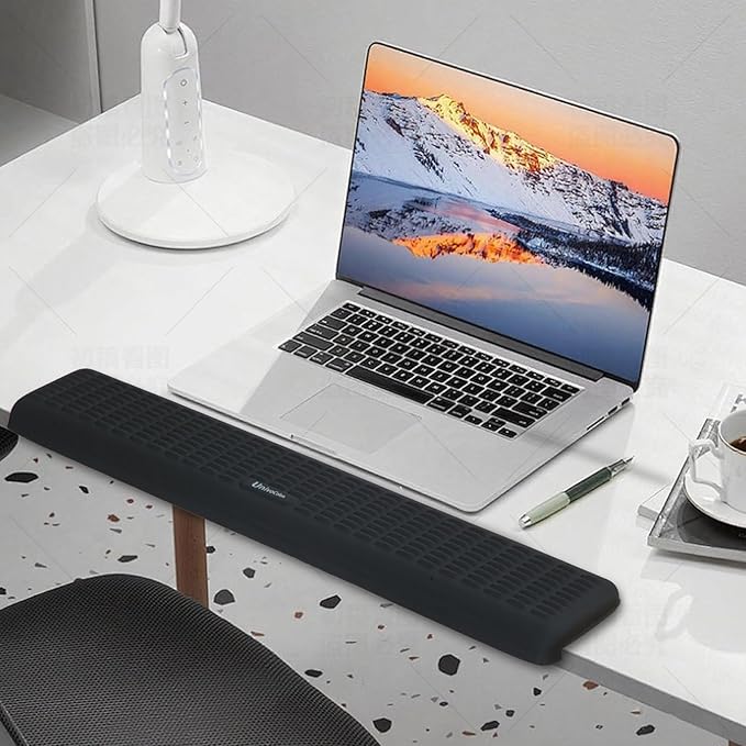 UnivoColors PostureUp L-Shaped Desk Long Wrist Rest Elbow, Non-Slip, Memory Foam, Desk Edge Support, Ergonomic Design for Long-Hour Work (23.6 * 3.9 inch One-Piece Design,Grey)