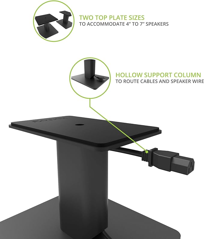 Kanto SP6HD Desktop Speaker Stands for Medium/Large Bookshelf Speakers & Mid-Size/Full-Size 4”-7” Studio Monitors | 6" Tall | Black | Pair