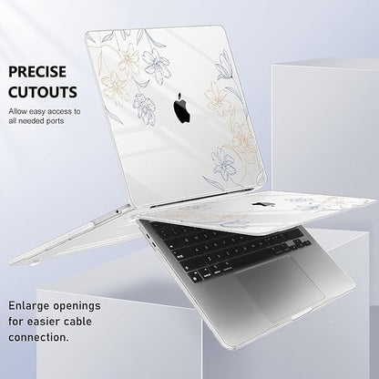 Case for MacBook Pro 13 inch with/Without Touch Bar (2016-2022, M2 A2338 M1 A2289 A2251 A2159 A1989 A1706 A1708), Hard Shell + Keyboard Cover + Dust Plug, Floral