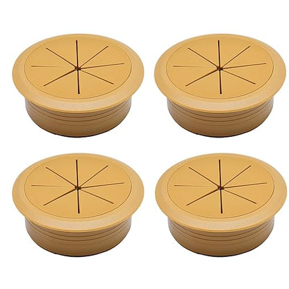 Desk Grommet 2" (50 mm), Desk Hole Cover for Cables Brown, Cable Grommet ABS Plastic, Desk Hole Grommet for Office and Home Table Cable, Detachable & Flexible Cable Cord Organizer-4 Pcs
