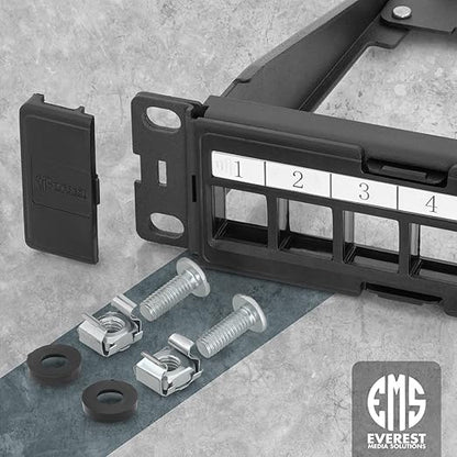 Everest 24 Port Keystone Patch Panel (2-Pack) - Removable 6-Port Panels - Use with Slim Profile Keystones ONLY (Wider Jacks May not fit Side by Side) - 8 Blank Keystone Jack Inserts Included