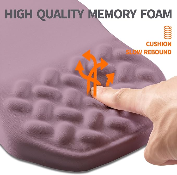 Ergonomic Slope Mouse Pad Wrist Support, Wrist Rest Mousepad for Carpal Tunnel Pain Relief with Massage Bulge and Slow Rebound Memory Foam (12x8 inch, Purple)
