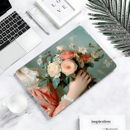 Compatible with MacBook Air 13.3 13.6 Inch Case 2022 2021 2020 2019 Plastic Hard Shell Case Cover,13.6 Air (A2681) M2 2022, A Lady with Flowers
