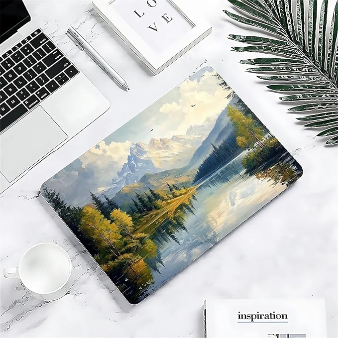 Compatible with MacBook Air 13.3 13.6 Inch Case 2022 2021 2020 2019 Plastic Hard Shell Case Cover,13.3 Air (A1932/A2179/A2337), Mountains and Trees
