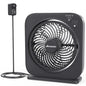 AMACOOL Table Fan, 12 inch Box Fan with 3 Speeds & 8HRS Timer, 270° Pivoting Quiet Air Circulator, Desktop Fan for Bedroom Bathroom Kitchen Office, AC Adapter Included, Co-Branded with Cmyfato-Black
