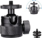 Mini Ball Head, CNC All Metal Aluminum Universal Panoramic Tripod Head Mount for Compact DSLR Action Cam Phone LED Ring Light Monopod Slider, 4.4lb Max Load
