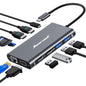 Hiearcool USB C Docking Station, 11-in-1 Dock, HDMI, VGA, Ethernet, Black