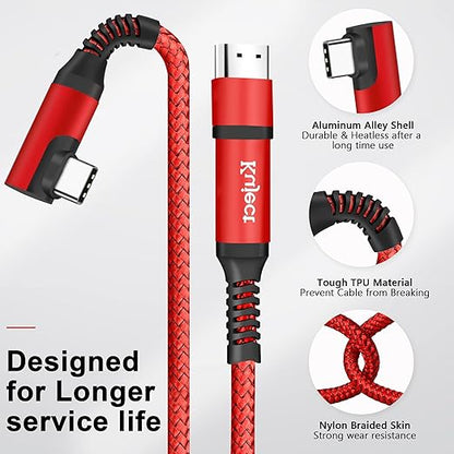 Kuject Link Cable 20FT Compatible for Quest 3S/3, Quest 2/Pro, Pico 4, Nylon Braided Accessories for Rift S/Steam VR Games, USB 3.0 Type C to C High Speed Data Transfer Cord for Gaming PC, Red