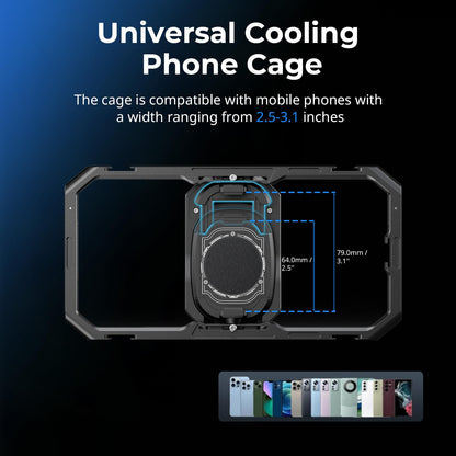 SMALLRIG All-in-One Cooling Dual Handle Phone Cage Kit for iPhone 17/16/Android, 15W Active Cooler & 4-in-1 USB-C Hub, Universal Compatibility 2.5-3.1" Phones, for Live Streaming- 5276