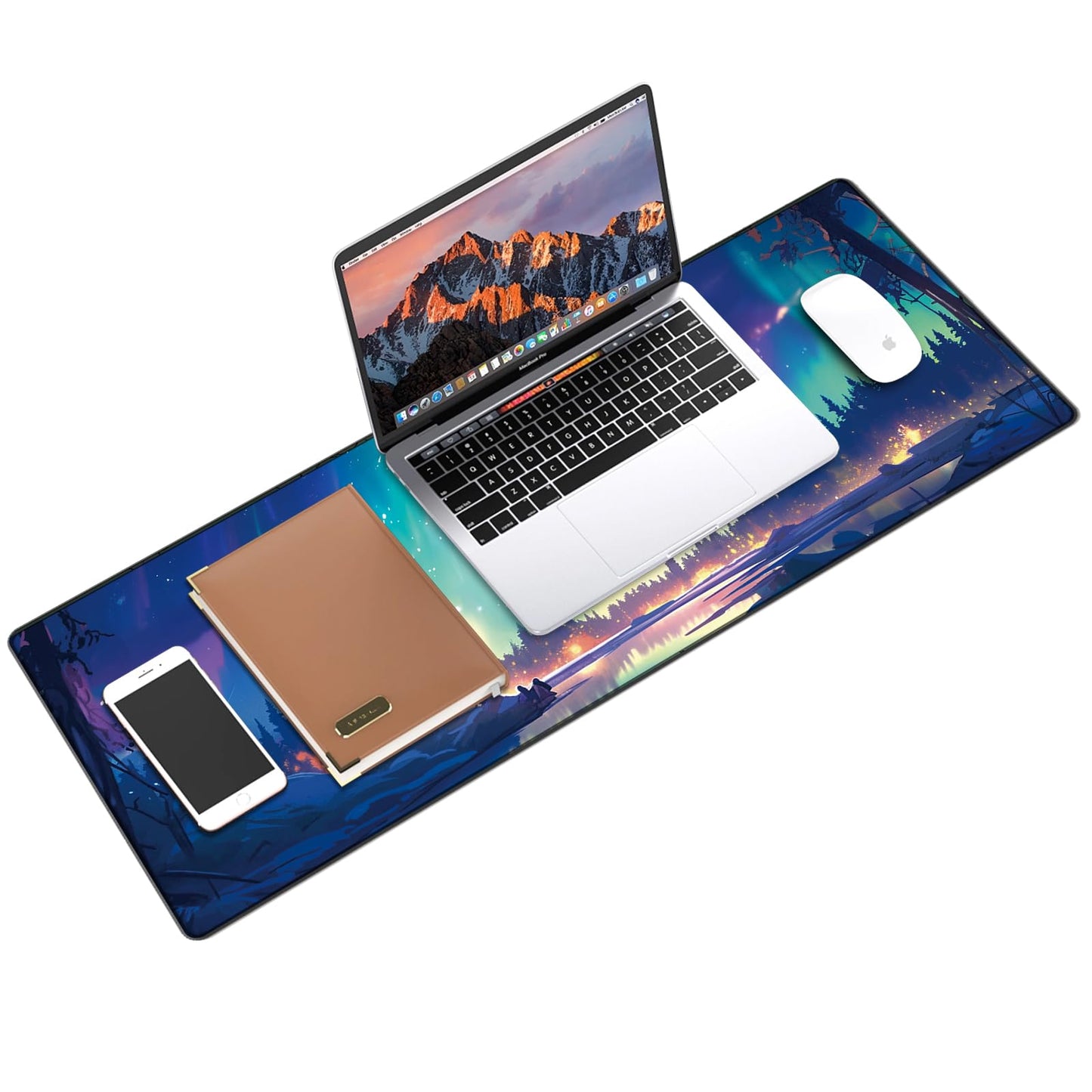 Galdas Mouse Pad for Gaming,Aurora Background Pattern XXL XL Large Mouse Mat Long Extended Mousepad Desk Mat Non-Slip Rubber Mice Pads Stitched Edges Thin (31.5 x 11.8 x 0.12 Inches)