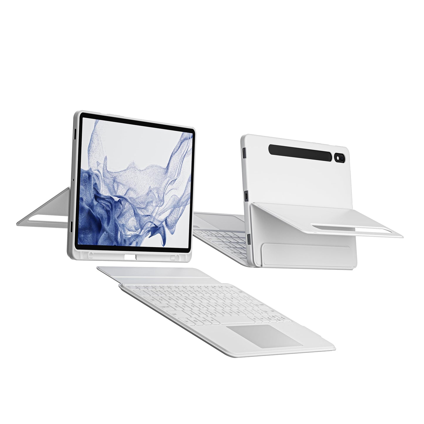 nimin Detachable Keyboard Cases for 12.4-inch Samsung Galaxy Tab S7+/S8+/S7FE,Built-in S Pen Holder and Trackpad,7-Color Backlit, Auto Sleep/Wake,Snow White