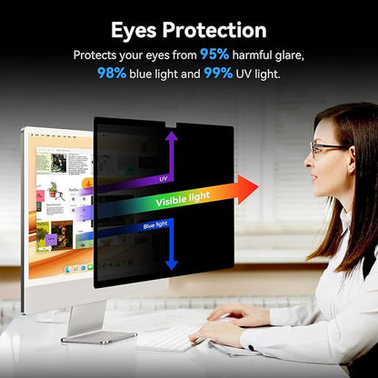 Privacy Screen for iMac 24 Inch 2021-2024 Destop Computer Monitor, Anti Glare Blue Light Filter Shield, Upgraded Anti Spy iMac Privacy Protector