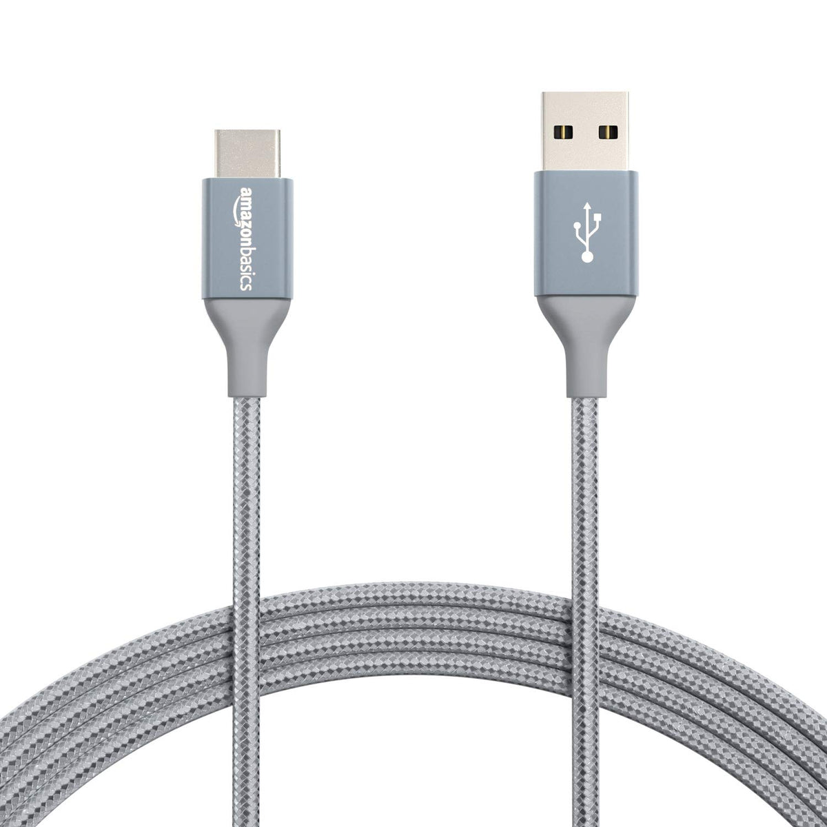 Amazon Basics Nylon Braided USB-C to USB-A 2.0 Fast Charging Cable, 480Mbps Speed, USB-IF Certified, for Apple iPhone 16/15, iPad, Samsung Galaxy, Tablets, Laptops, 10 foot, Dark Grey