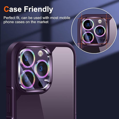 UniqueMe [3 Pack Compatible for iPhone 14 Pro Max/iPhone 14 Pro Camera Lens Protector Tempered Glass,[Case Friendly][Scratch-Resistant][Night Shooting Mode]-Glitter Colorful