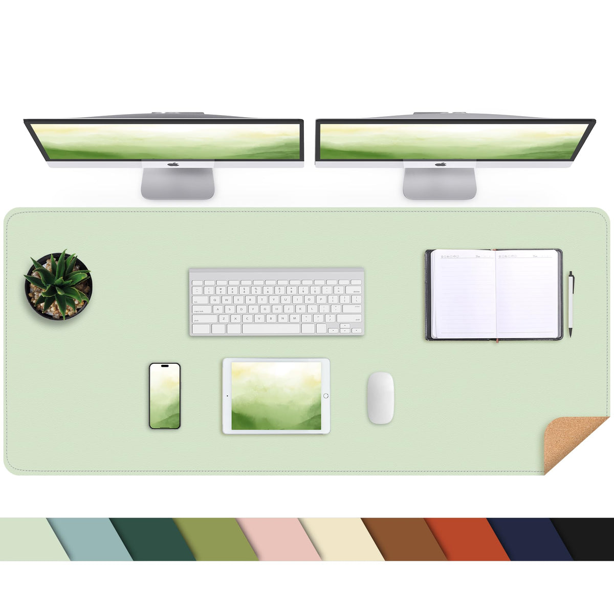 AFIING Leahter Desk Pad 47" x 17", Red,Desk Cover mat