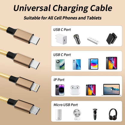 USB C Multi Charging Cable, 3 in 1 Charging Cords for Multiple Devices