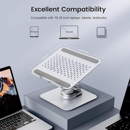 acer Laptop Stand for Desk - with 360 Swivel Base, Rotating Laptop Riser for Desk, Adjustable Computer Stand for Laptops, Ergonomic Riser Holder Foldable, Portable MacBook Pro Air (10-16") - Silver