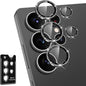 for Samsung Galaxy S25 Ultra Camera Lens Protector, Individual Metal Ring Tempered Glass Lens Cover, [Strong Adsorption] Scratch Resistant Ultra-Thin HD Clear Lens Cover, 1 Set-Black Sparkly