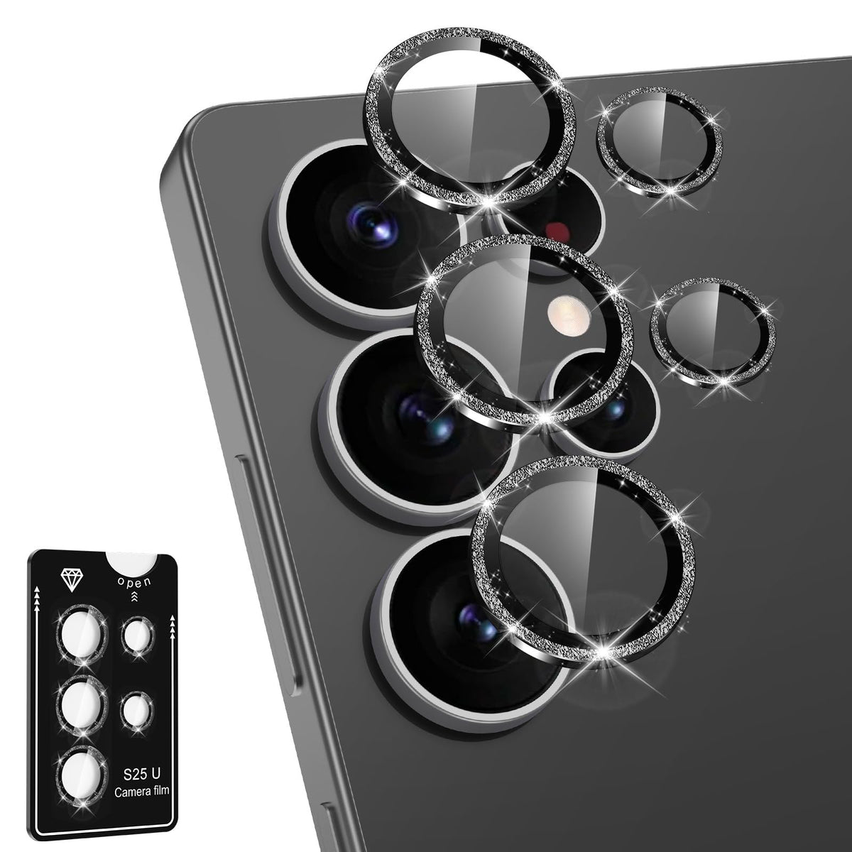 Avocase for Samsung Galaxy A36/A56 Camera Lens Protector, Individual Metal Ring Tempered Glass Lens Cover, [Strong Adsorption] Scratch Resistant Ultra-Thin HD Clear Lens Cover, 1 Set-Black