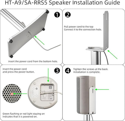 Luxury Floor Stand for Sony HT-A9M2 HT-A9 SA-RRS5 - Aerospace Aluminum Speaker Stand with Adapter Kits, Hi-End Home Theater Accessory, Silver Finish