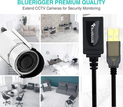 BlueRigger USB Extension Cable (32FT/10M, Long Active USB2.0 Extender, Male to Female Repeater, Data Transfer Cord)- for Game Consoles, Printer, Camera, Keyboard, Hard Drives