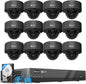 4COVR Commercial Security Camera System 4K PoE, 12Pcs IK10 Vandal-Proof 8MP Wired Dome IP Camera IP67 AI Human/Vehicle Detection, 16 Channel NVR 4TB HDD, Business Surveillance Outdoor, LY54AB8M1612